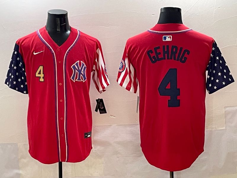 Men New York Yankees #4 Gehrig Red a generation of national flags Jointly Name 2025 Nike MLB Jersey style 3